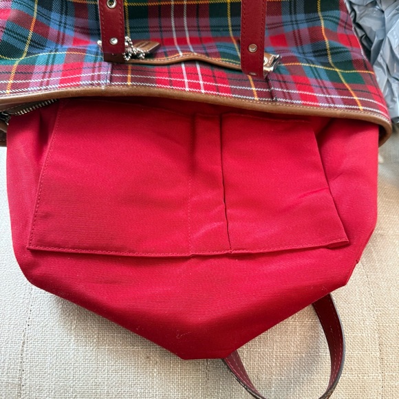 Coach Hamptons Tartan Plaid Wool Tote - Red Holiday Archive (2002) Vintage - Picture 11 of 11